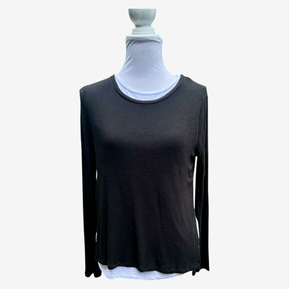 Olivaceous Black white layered sweater long sleeve top S - Picture 1 of 9